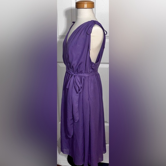 Lane Bryant Purple Grecian Goddess Dress Size 24 Tie Shoulder Chiffon - Picture 2 of 5
